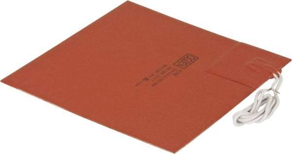 Made in USA - 6" Long x 6" Wide, Square, Silicon Rubber, Standard Heat Blanket - 120 Volt, Adhesive Back, Use with Metal Containers - Exact Industrial Supply