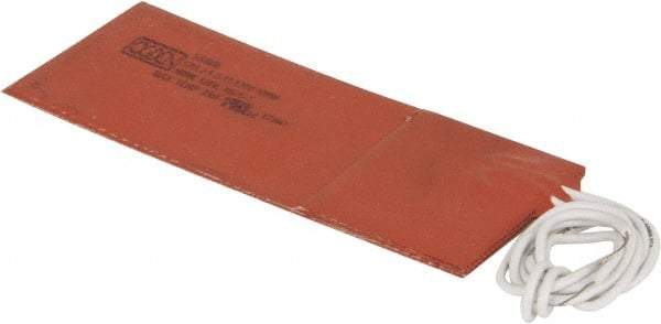 Value Collection - 5" Long x 2" Wide, Rectangular, Silicon Rubber, Standard Heat Blanket - 120 Volt, Adhesive Back, Use with Metal Containers - Exact Industrial Supply