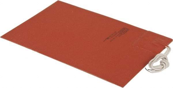 Value Collection - 9" Long x 6" Wide, Rectangular, Silicon Rubber, Standard Heat Blanket - 120 Volt, Adhesive Back, Use with Metal Containers - Exact Industrial Supply