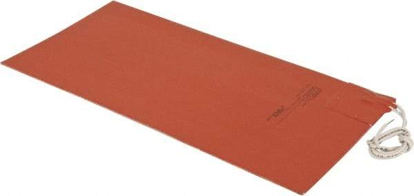 Value Collection - 12" Long x 6" Wide, Rectangular, Silicon Rubber, Standard Heat Blanket - 120 Volt, Adhesive Back, Use with Metal Containers - Exact Industrial Supply