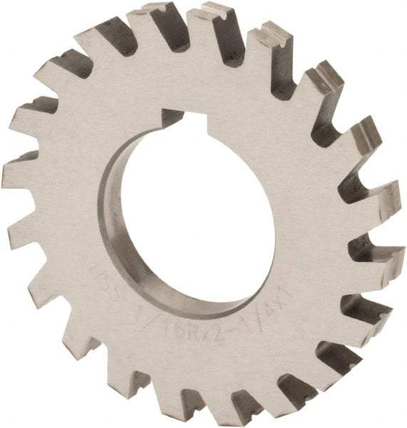 Value Collection - 11/64" Radius, 11/32" Circle Diam, 2-3/4" Cutter Diam, 0.3438" Cutting Width, Arbor Connection, Concave Radius Cutter - High Speed Steel, Oxide Finish, Form Relieved, 10 Teeth - Exact Industrial Supply