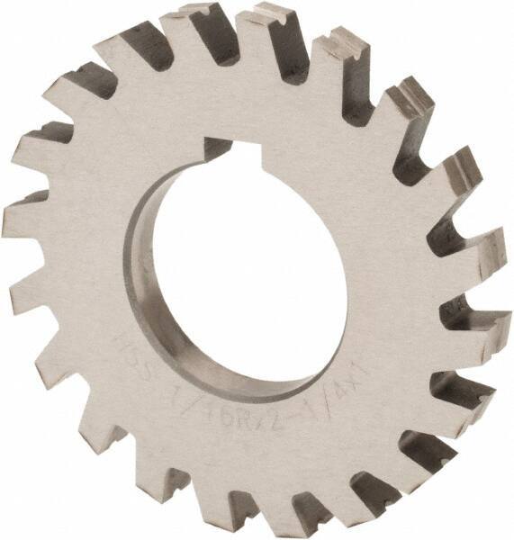 Value Collection - 1/32" Radius, 1/16" Circle Diam, 2-1/4" Cutter Diam, Arbor Connection, Concave Radius Cutter - High Speed Steel, 10 Teeth - Exact Industrial Supply