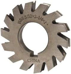 Value Collection - 5/64" Radius, 5/32" Circle Diam, 2-1/4" Cutter Diam, 0.1563" Cutting Width, Arbor Connection, Concave Radius Cutter - High Speed Steel, Oxide Finish, Form Relieved, 10 Teeth - Exact Industrial Supply