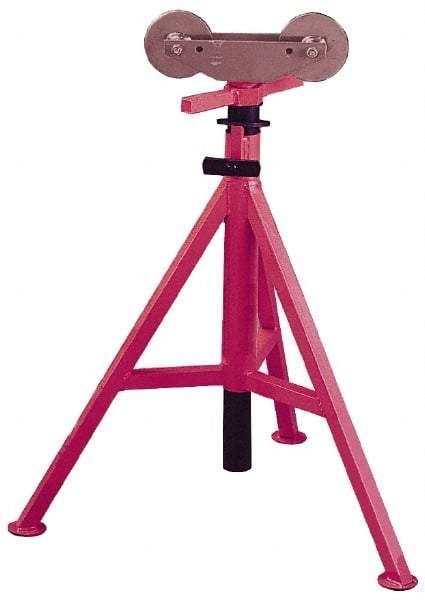 Value Collection - 1/8" to 12" Pipe Capacity, Adjustable Pipe Stand with 2 Adjustable Rollers - 27" to 47" High, 2,500 Lb Capacity - Exact Industrial Supply