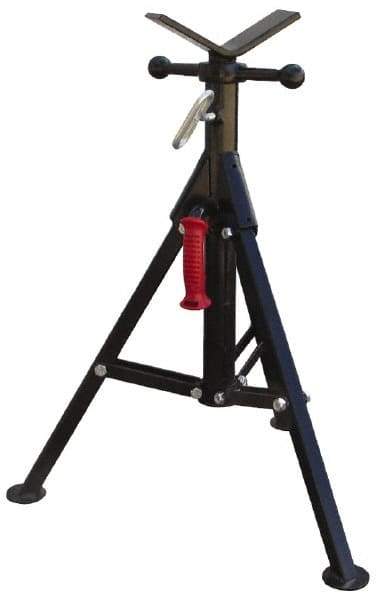 Value Collection - 1/4" to 12" Pipe Capacity, Portable Folding Vee-Head Stand - 27" to 41" High, 2,000 Lb Capacity - Exact Industrial Supply