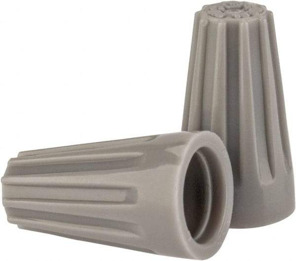 Ideal - 2, 22 to 2, 16 AWG, 300 Volt, Flame Retardant, Standard Twist on Wire Connector - Gray, 221°F - Exact Industrial Supply