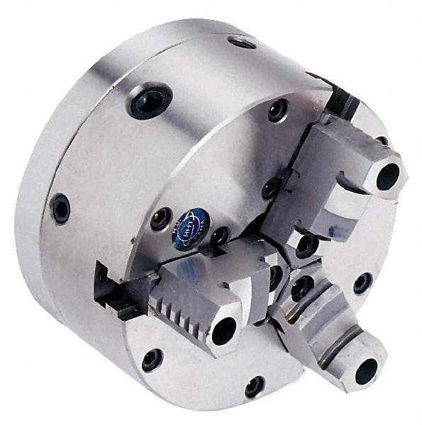 Vectrax - 3 Jaws, 6" Diam, Self Centering Manual Lathe Chuck - Includes Back Plate - Exact Industrial Supply