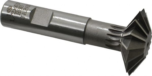 Interstate - 1-1/2° 1-1/2" Cut Diam, 1/2" Cut Width, 5/8" Shank, High Speed Steel Double-Angle Cutter - Exact Industrial Supply