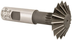 Interstate - 1-7/8° 1-7/8" Cut Diam, 5/8" Cut Width, 3/4" Shank, High Speed Steel Double-Angle Cutter - Exact Industrial Supply