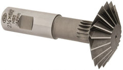 Interstate - 2-1/4° 2-1/4" Cut Diam, 3/4" Cut Width, 7/8" Shank, High Speed Steel Double-Angle Cutter - Exact Industrial Supply