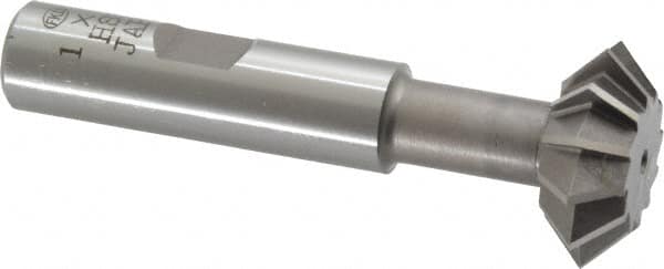 Interstate - 1° 1" Cut Diam, 3/8" Cut Width, 1/2" Shank, High Speed Steel Double-Angle Cutter - Exact Industrial Supply