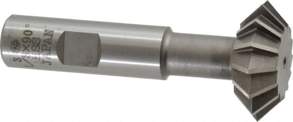 Interstate - 1-3/8° 1-3/8" Cut Diam, 1/2" Cut Width, 5/8" Shank, High Speed Steel Double-Angle Cutter - Exact Industrial Supply