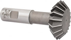 Interstate - 2-1/4° 2-1/4" Cut Diam, 3/4" Cut Width, 7/8" Shank, High Speed Steel Double-Angle Cutter - Exact Industrial Supply