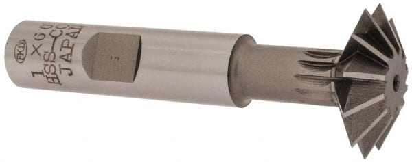 Interstate - 1° 1" Cut Diam, 5/16" Cut Width, 1/2" Shank, Cobalt Double-Angle Cutter - Exact Industrial Supply