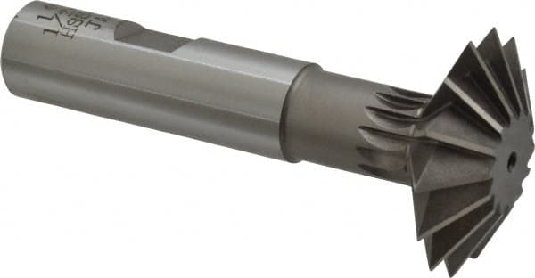 Interstate - 1-1/2° 1-1/2" Cut Diam, 1/2" Cut Width, 5/8" Shank, Cobalt Double-Angle Cutter - Exact Industrial Supply