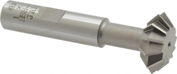 Interstate - 1° 1" Cut Diam, 3/8" Cut Width, 1/2" Shank, Cobalt Double-Angle Cutter - Exact Industrial Supply