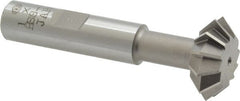 Interstate - 1° 1" Cut Diam, 3/8" Cut Width, 1/2" Shank, Cobalt Double-Angle Cutter - Exact Industrial Supply