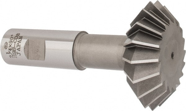 Interstate - 2-1/4° 2-1/4" Cut Diam, 3/4" Cut Width, 7/8" Shank, Cobalt Double-Angle Cutter - Exact Industrial Supply