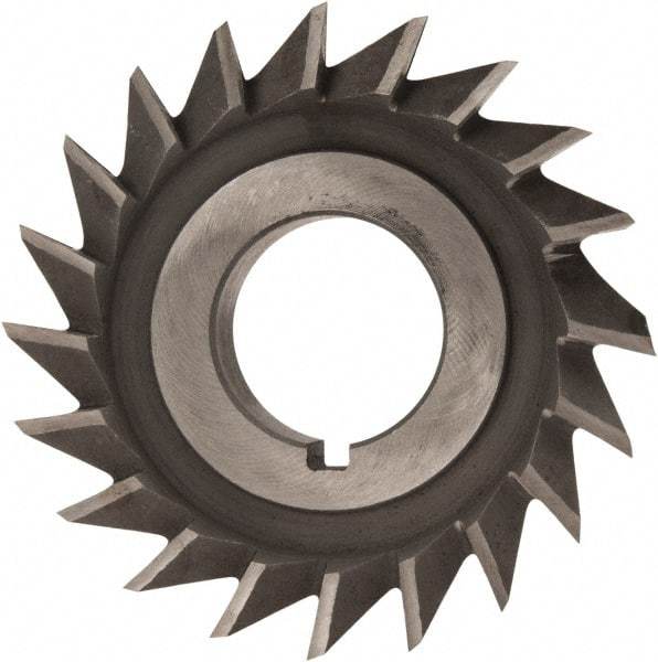 Value Collection - 2-1/2" Diam x 1/2" Width of Cut, 45° Included Angle, Arbor Connection, High Speed Steel Single Angle Cutter - Right Hand Cut, Oxide Finish - Exact Industrial Supply