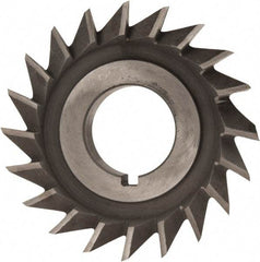 Value Collection - 2-1/2" Diam x 1/2" Width of Cut, 45° Included Angle, Arbor Connection, High Speed Steel Single Angle Cutter - Right Hand Cut, Oxide Finish - Exact Industrial Supply