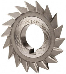 Value Collection - 2-3/4" Diam x 1/2" Width of Cut, 45° Included Angle, Arbor Connection, High Speed Steel Single Angle Cutter - Right Hand Cut, Oxide Finish - Exact Industrial Supply