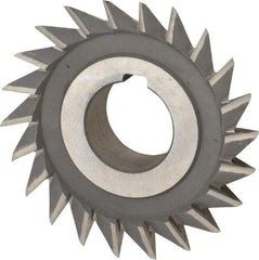 Value Collection - 3" Diam x 3/4" Width of Cut, 45° Included Angle, Arbor Connection, High Speed Steel Single Angle Cutter - Right Hand Cut, Oxide Finish - Exact Industrial Supply