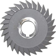 Interstate - 5" Diam x 3/4" Width of Cut, 45° Included Angle, Arbor Connection, High Speed Steel Single Angle Cutter - Right Hand Cut, Oxide Finish - Exact Industrial Supply