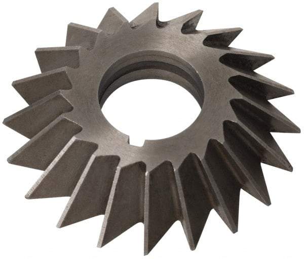 Value Collection - 2-1/2" Diam x 1/2" Width of Cut, 60° Included Angle, Arbor Connection, High Speed Steel Single Angle Cutter - Left Hand Cut, Oxide Finish - Exact Industrial Supply