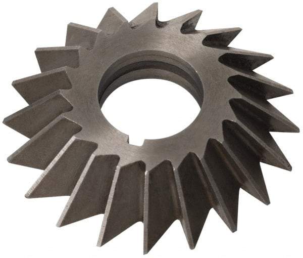 Value Collection - 5" Diam x 3/4" Width of Cut, 45° Included Angle, Arbor Connection, High Speed Steel Single Angle Cutter - Left Hand Cut, Uncoated - Exact Industrial Supply