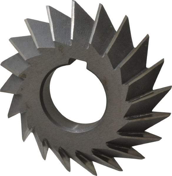 Value Collection - 2-3/4" Diam x 1/2" Width of Cut, 45° Included Angle, Arbor Connection, High Speed Steel Single Angle Cutter - Left Hand Cut, Oxide Finish - Exact Industrial Supply