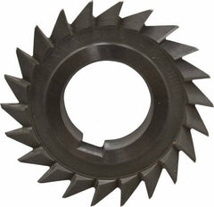 Value Collection - 3" Diam x 1/2" Width of Cut, 45° Included Angle, Arbor Connection, High Speed Steel Single Angle Cutter - Left Hand Cut, Oxide Finish - Exact Industrial Supply