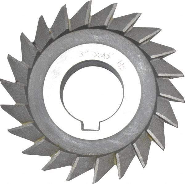 Value Collection - 3" Diam x 5/8" Width of Cut, 45° Included Angle, Arbor Connection, High Speed Steel Single Angle Cutter - Left Hand Cut, Oxide Finish - Exact Industrial Supply