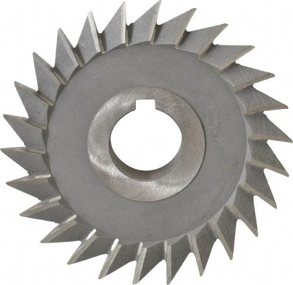 Value Collection - 4" Diam x 3/4" Width of Cut, 45° Included Angle, Arbor Connection, High Speed Steel Single Angle Cutter - Left Hand Cut, Oxide Finish - Exact Industrial Supply