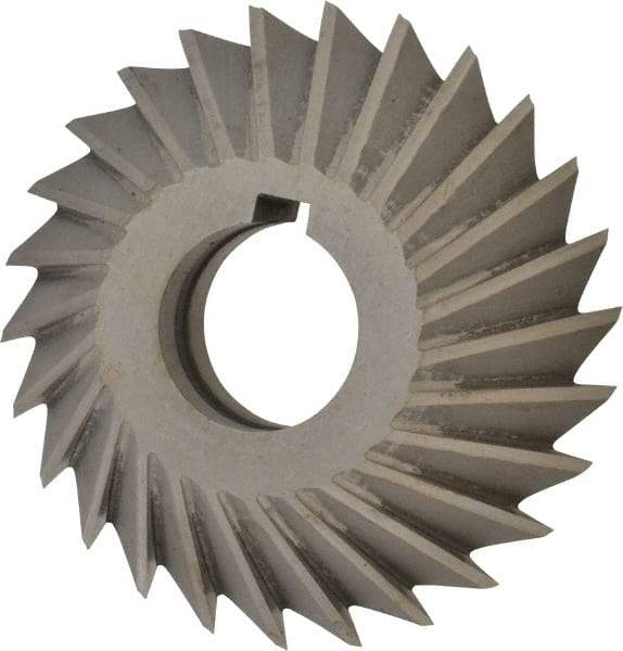 Value Collection - 4" Diam x 1" Width of Cut, 45° Included Angle, Arbor Connection, High Speed Steel Single Angle Cutter - Left Hand Cut, Oxide Finish - Exact Industrial Supply