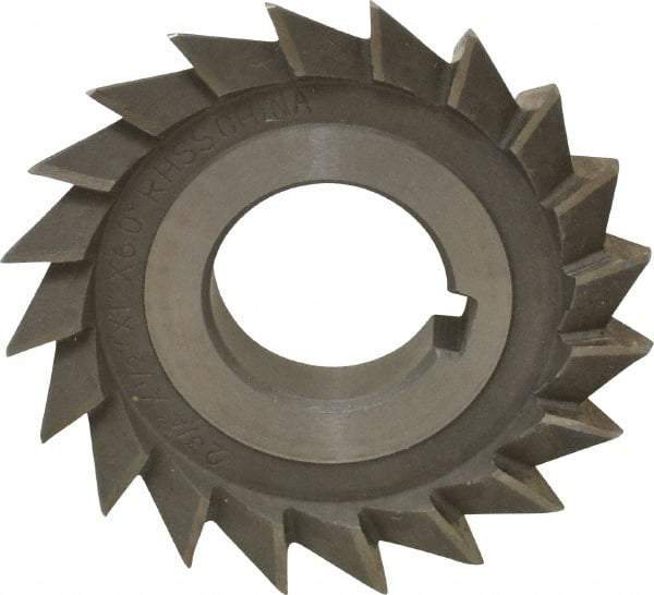 Value Collection - 2-3/4" Diam x 1/2" Width of Cut, 60° Included Angle, Arbor Connection, High Speed Steel Single Angle Cutter - Right Hand Cut, Oxide Finish - Exact Industrial Supply
