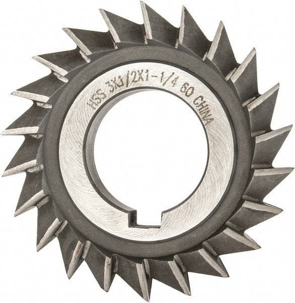 Value Collection - 3" Diam x 1/2" Width of Cut, 60° Included Angle, Arbor Connection, High Speed Steel Single Angle Cutter - Right Hand Cut, Oxide Finish - Exact Industrial Supply