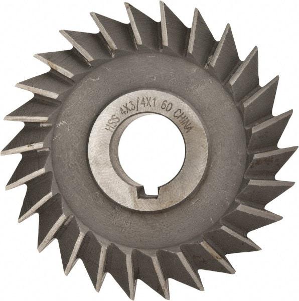 Value Collection - 4" Diam x 3/4" Width of Cut, 60° Included Angle, Arbor Connection, High Speed Steel Single Angle Cutter - Right Hand Cut, Oxide Finish - Exact Industrial Supply