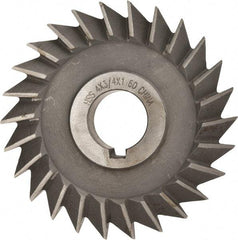 Value Collection - 4" Diam x 3/4" Width of Cut, 60° Included Angle, Arbor Connection, High Speed Steel Single Angle Cutter - Right Hand Cut, Oxide Finish - Exact Industrial Supply