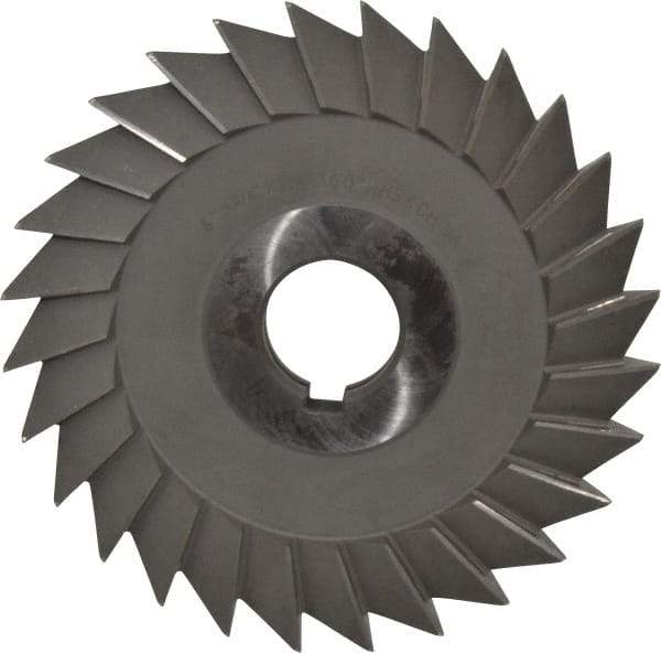 Value Collection - 6" Diam x 3/4" Width of Cut, 60° Included Angle, Arbor Connection, High Speed Steel Single Angle Cutter - Right Hand Cut, Oxide Finish - Exact Industrial Supply
