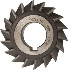 Value Collection - 2-3/4" Diam x 1/2" Width of Cut, 60° Included Angle, Arbor Connection, High Speed Steel Single Angle Cutter - Left Hand Cut, Oxide Finish - Exact Industrial Supply