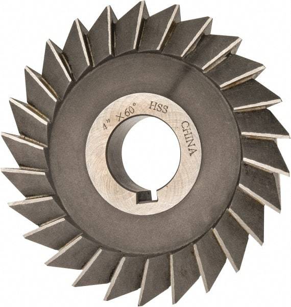 Value Collection - 4" Diam x 3/4" Width of Cut, 60° Included Angle, Arbor Connection, High Speed Steel Single Angle Cutter - Left Hand Cut, Oxide Finish - Exact Industrial Supply