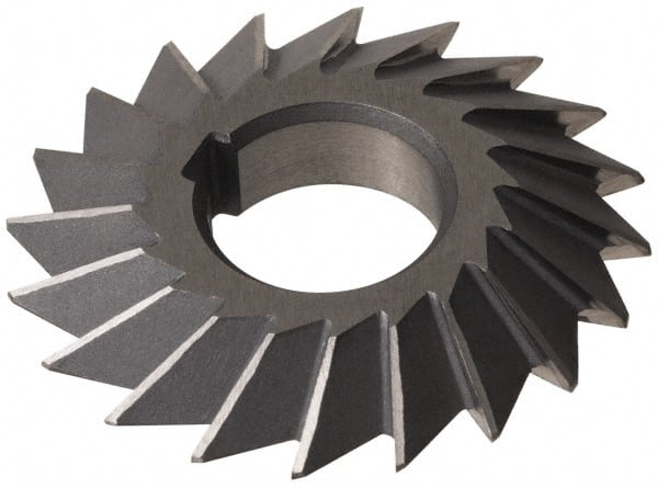 Made in USA - 5° 5" Cut Diam, 3/4" Cut Width, 1-1/4" Arbor, High Speed Steel Double-Angle Cutter - Exact Industrial Supply