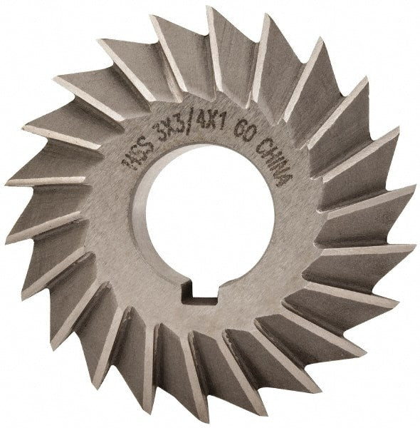 Value Collection - 3° 3" Cut Diam, 3/4" Cut Width, 1" Arbor, High Speed Steel Double-Angle Cutter - Exact Industrial Supply