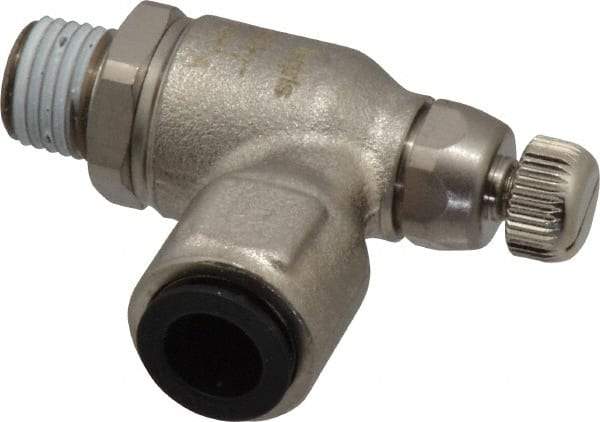 Legris - 3/8" Tube OD x 1/4" NPT Metal Flow Control Regulator - 0 to 145 psi & Treated Brass Material - Exact Industrial Supply