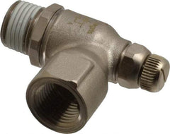 Legris - 1/2" NPT Mini Swivel Flow Control Regulator - 0 to 145 psi, Treated Brass Material & Viton O-Ring - Exact Industrial Supply