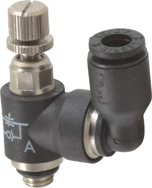 Legris - 5/32" OD x 10-32 UNF Miniature Swivel Outlet Flow Control Regulator - 0 to 145 psi & Nylon Material - Exact Industrial Supply