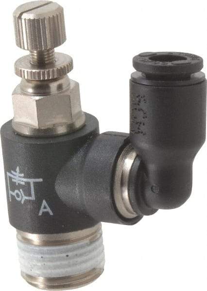 Legris - 5/32" OD x 1/8" NPT Miniature Swivel Outlet Flow Control Regulator - 0 to 145 psi & Nylon Material - Exact Industrial Supply