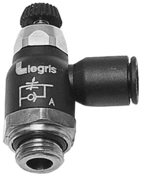 Legris - 12mm Tube OD x 3/8 Male BSPP Compact Meter Out Flow Control Valve - 14.5 to 145 psi, Nylon - Exact Industrial Supply