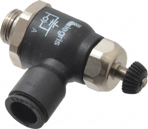 Legris - 10mm Tube OD x 1/4 Male BSPP Compact Meter Out Flow Control Valve - 14.5 to 145 psi, Nylon - Exact Industrial Supply