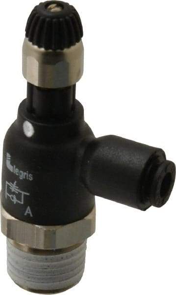 Legris - 5/32" Tube OD x 1/4 Male NPT Compact Meter Out Flow Control Valve - 14.5 to 145 psi, Nylon - Exact Industrial Supply